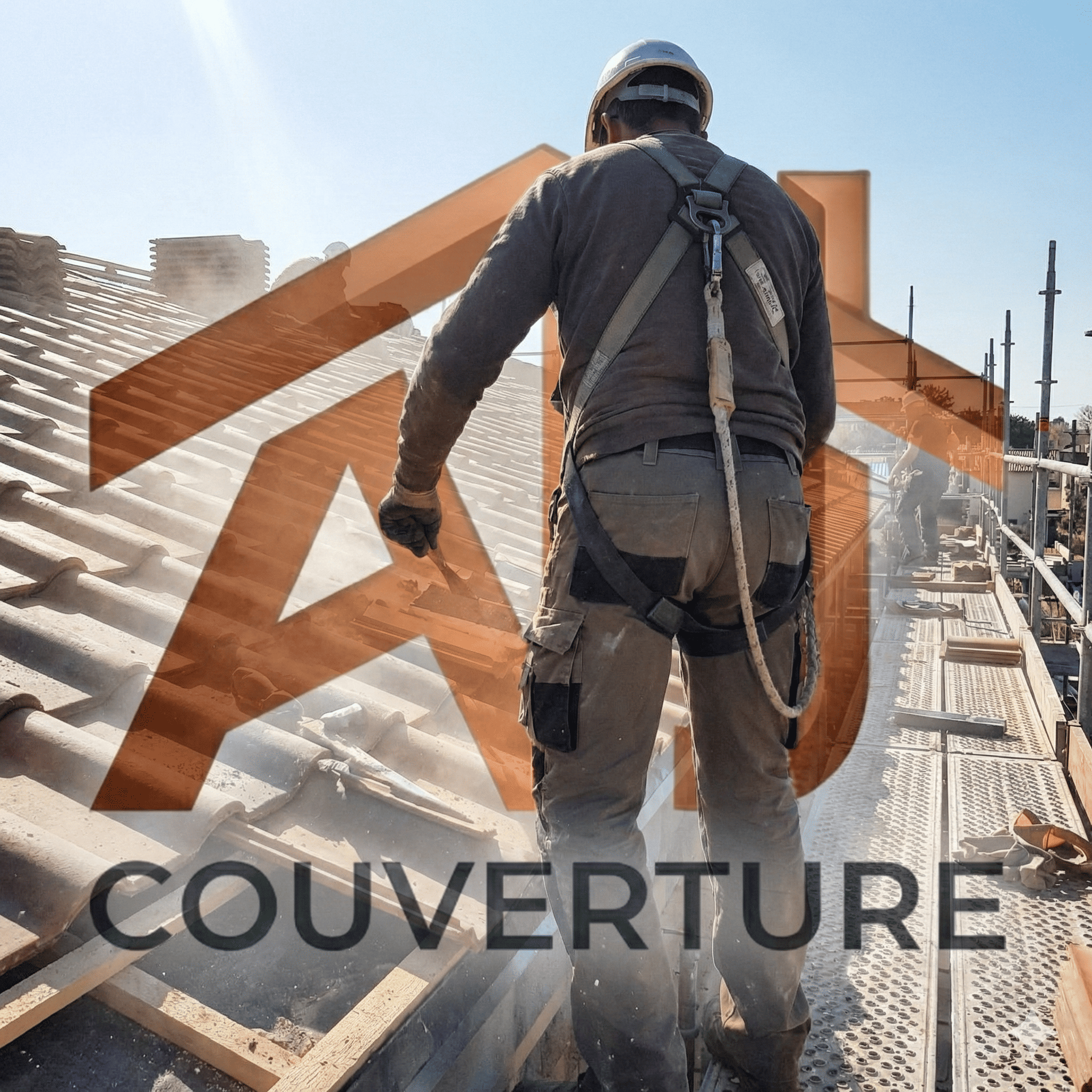 Artisan couvreur au travail